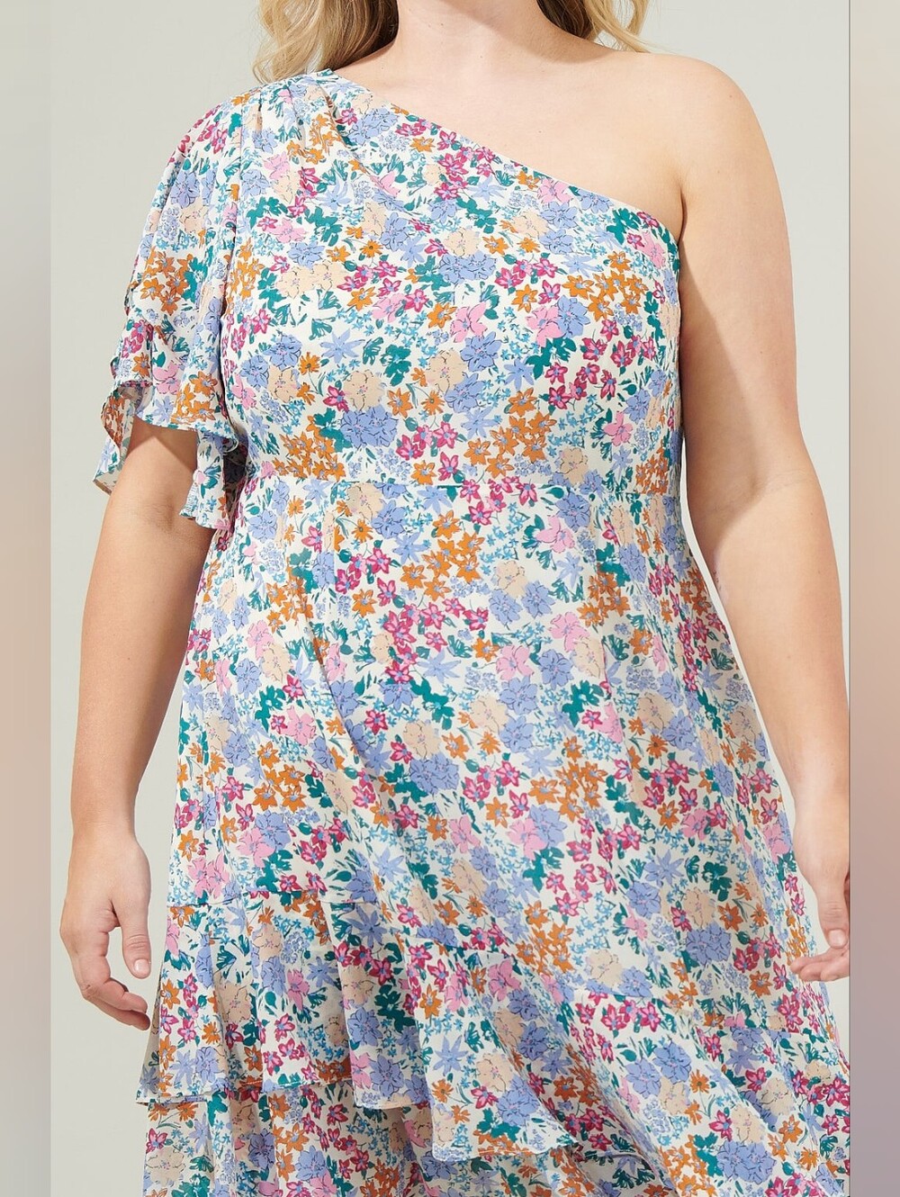 Sugarlips NWT Posy Blossom One Shoulder Asymmetrical Dress 1X | Floral Brunch - Picture 6 of 7